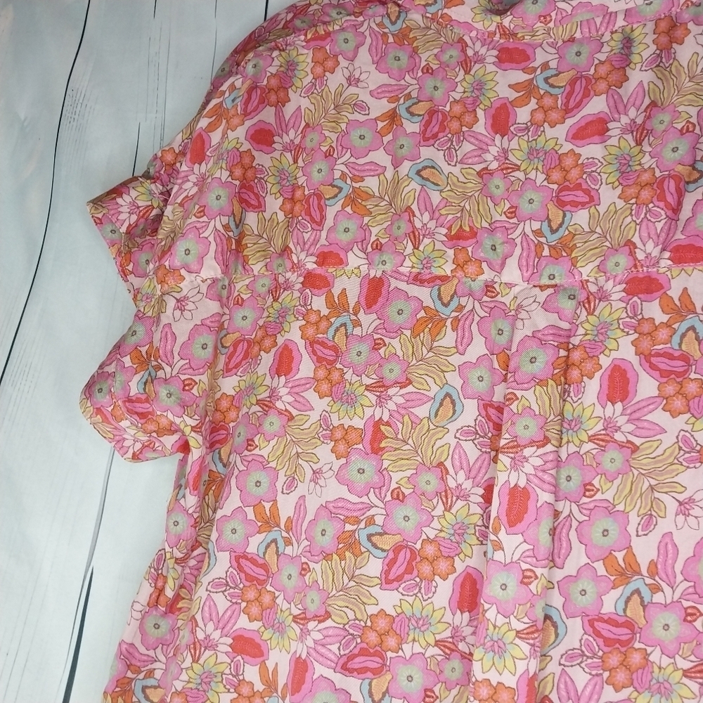 Lucky Brand Women's Pink Button Down Loose Fit Casual Boho Cottagecore Top - Picture 10 of 13